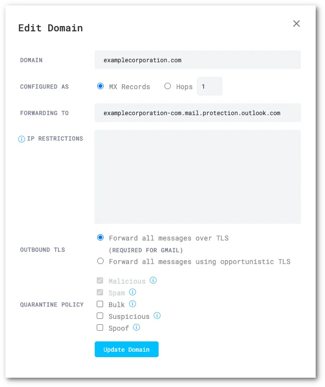 Manage domain quarantines