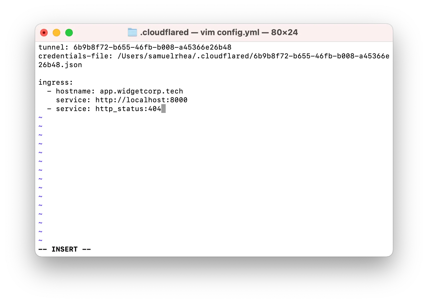 Example of configuration file that specifies the location of the credentials file